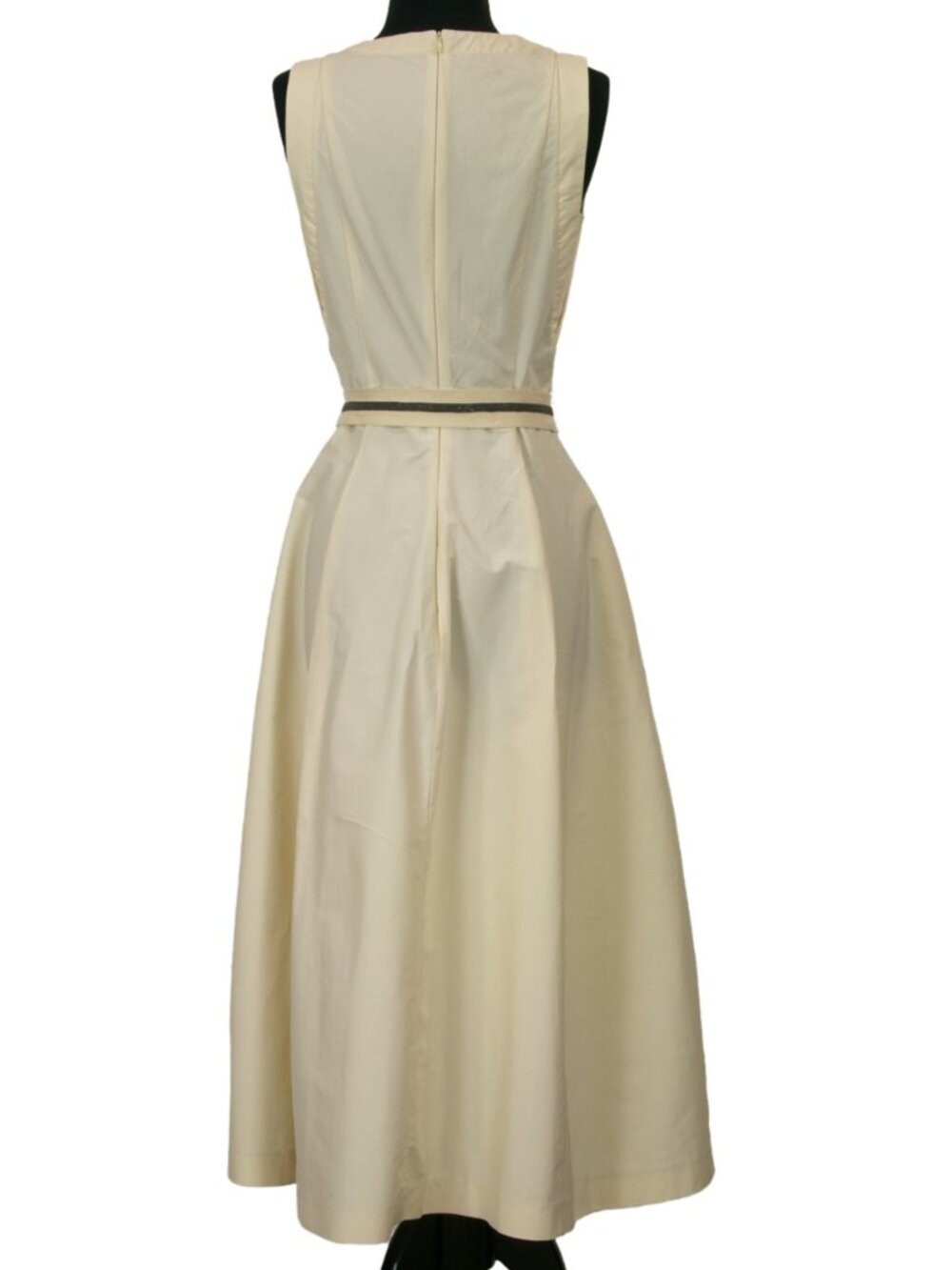 $3995 BRUNELLO CUCINELLI COTTON BLEND IVORY DRESS WITH MONILI BELT SIZE M - Picture 9 of 14